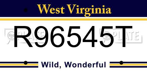R96545T West Virginia License Plate