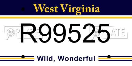 R99525 West Virginia License Plate