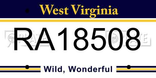 RA18508 West Virginia License Plate