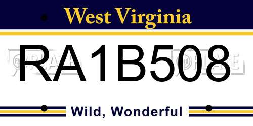 RA1B508 West Virginia License Plate
