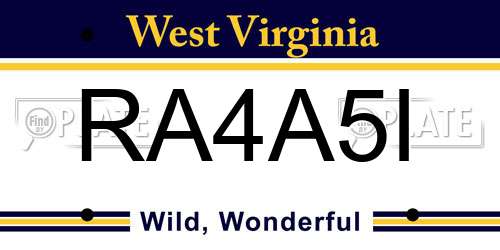 RA4A5I West Virginia License Plate