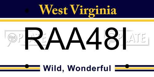 RAA48I West Virginia License Plate