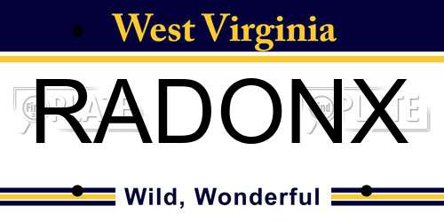 RADONX West Virginia License Plate