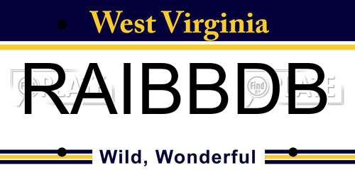 RAIBBDB West Virginia License Plate