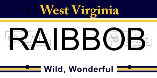 RAIBBOB West Virginia License Plate