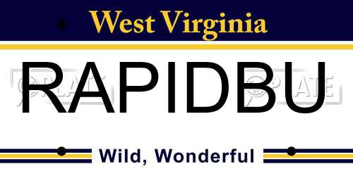 RAPIDBU West Virginia License Plate