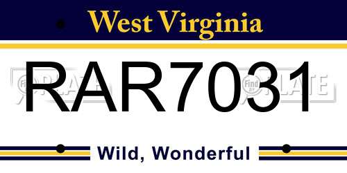 RAR7031 West Virginia License Plate
