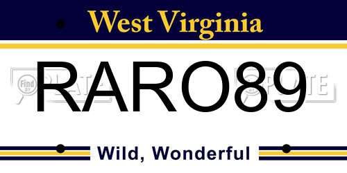 RARO89 West Virginia License Plate