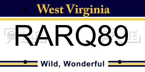 RARQ89 West Virginia License Plate