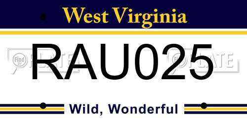 RAU025 West Virginia License Plate