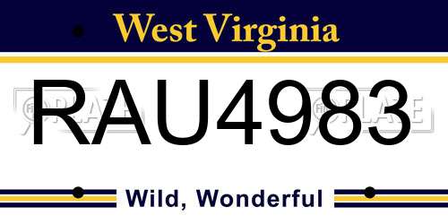 RAU4983 West Virginia License Plate