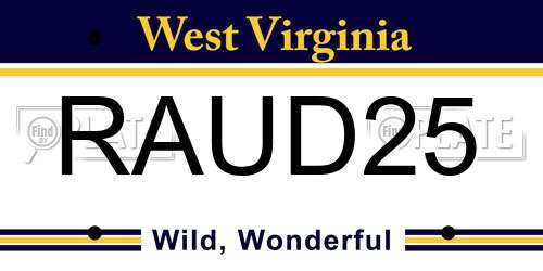 RAUD25 West Virginia License Plate