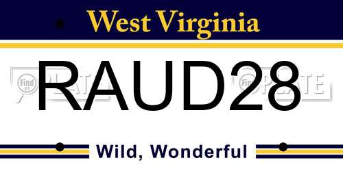 RAUD28 West Virginia License Plate
