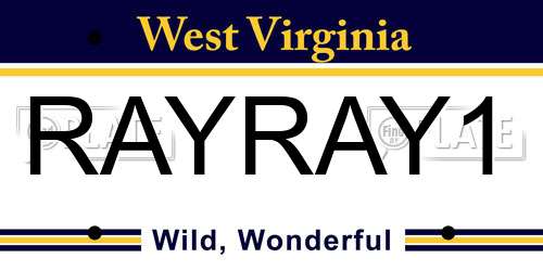 RAYRAY1 West Virginia License Plate