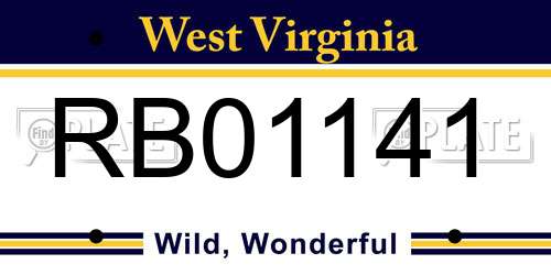 RB01141 West Virginia License Plate