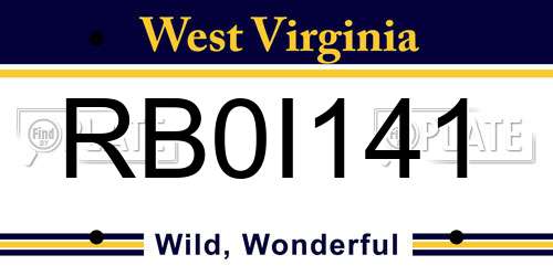 RB0I141 West Virginia License Plate