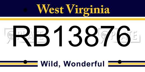 RB13876 West Virginia License Plate