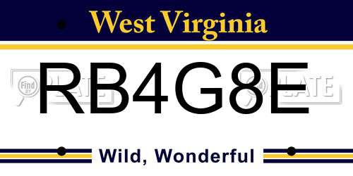 RB4G8E West Virginia License Plate