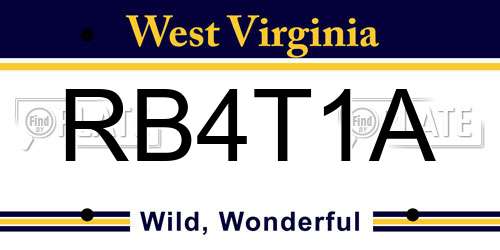 RB4T1A West Virginia License Plate