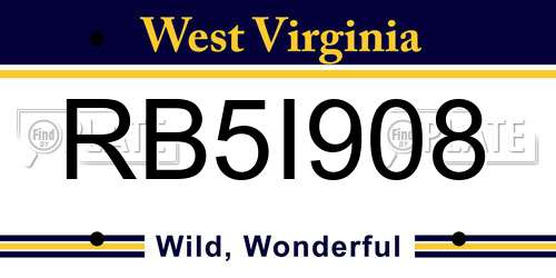 RB5I908 West Virginia License Plate