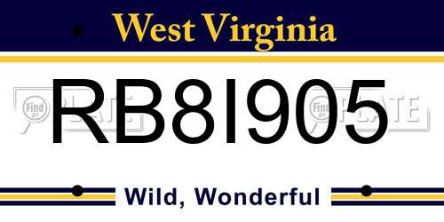 RB8I905 West Virginia License Plate