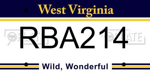 RBA214 West Virginia License Plate