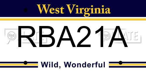 RBA21A West Virginia License Plate