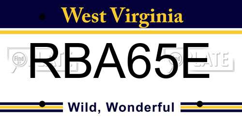 RBA65E West Virginia License Plate