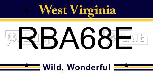 RBA68E West Virginia License Plate