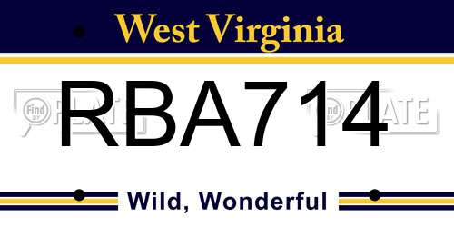 RBA714 West Virginia License Plate