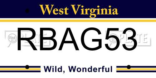 RBAG53 West Virginia License Plate