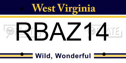 RBAZ14 West Virginia License Plate