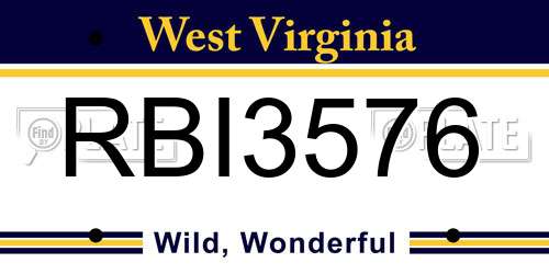 RBI3576 West Virginia License Plate