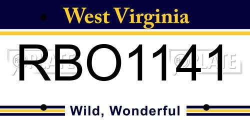 RBO1141 West Virginia License Plate
