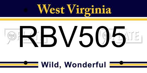 RBV505 West Virginia License Plate