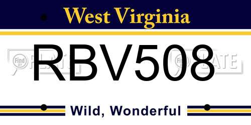 RBV508 West Virginia License Plate