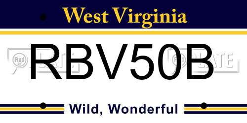 RBV50B West Virginia License Plate