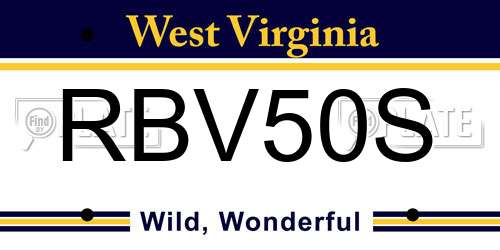 RBV50S West Virginia License Plate