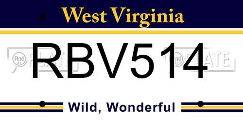 RBV514 West Virginia License Plate