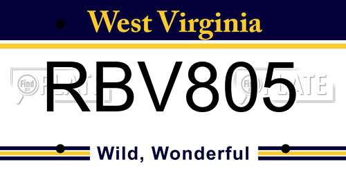 RBV805 West Virginia License Plate