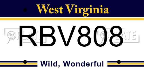 RBV808 West Virginia License Plate