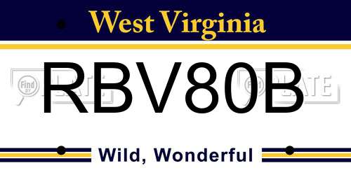 RBV80B West Virginia License Plate
