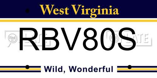 RBV80S West Virginia License Plate