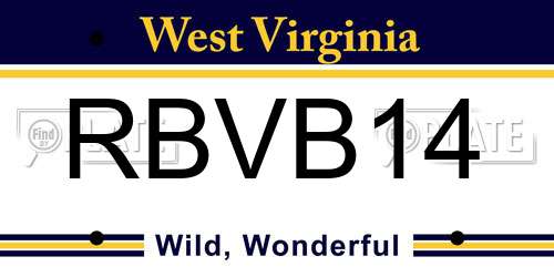 RBVB14 West Virginia License Plate