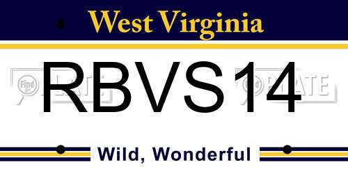 RBVS14 West Virginia License Plate