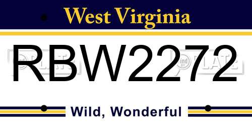 RBW2272 West Virginia License Plate