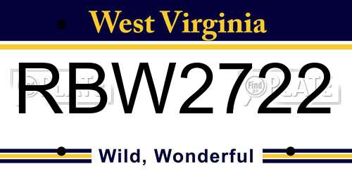 RBW2722 West Virginia License Plate