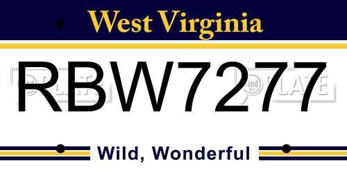 RBW7277 West Virginia License Plate