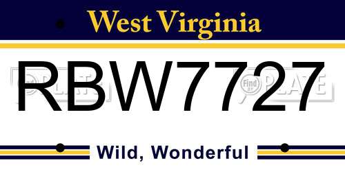 RBW7727 West Virginia License Plate