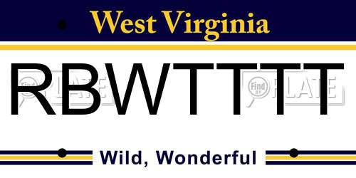 RBWTTTT West Virginia License Plate